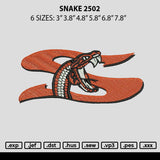 Snake 2502 Embroidery 2 File 6 sizes