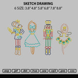 sketch drawing Embroidery File 6 sizes