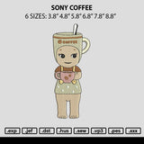 Sony Coffee Embroidery File 6 sizes