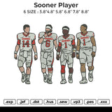 Sooner Player Embroidery File 6 sizes