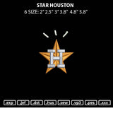 Star Houston Embroidery File 6 sizes