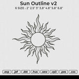 Sun Outline v2 Embroidery File 6 size