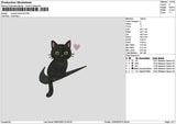 Swoosh Black Cat Embroidery File 6 sizes