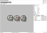 Three Skulls Embroidery File 6 sizes