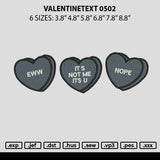Valentinetext 0502 Embroidery File 6 sizes