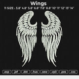 Wings Embroidery File 6 sizes