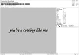 Youre Cowboy Embroidery File 6 sizes